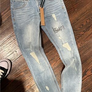 Ksubi Men's Light Blue Ripped Skinny Jeans